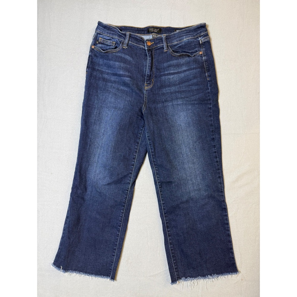Judy Blue Wide Leg Women 15/32 Dark Wash Raw Hem Stretch Jeans JB82517DK